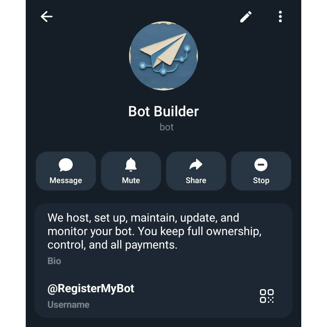 Official Bot Builder Telegram profile